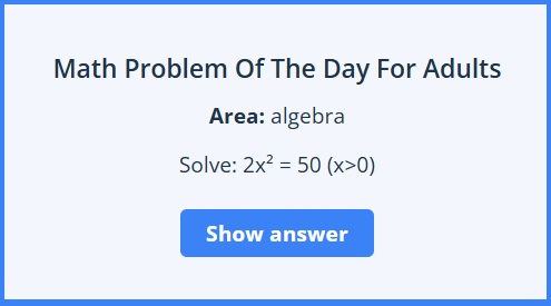 free daily math problems for adults. math problem of the day. daily math question. daily math problem for brain stimulation. adult daily math challenge.