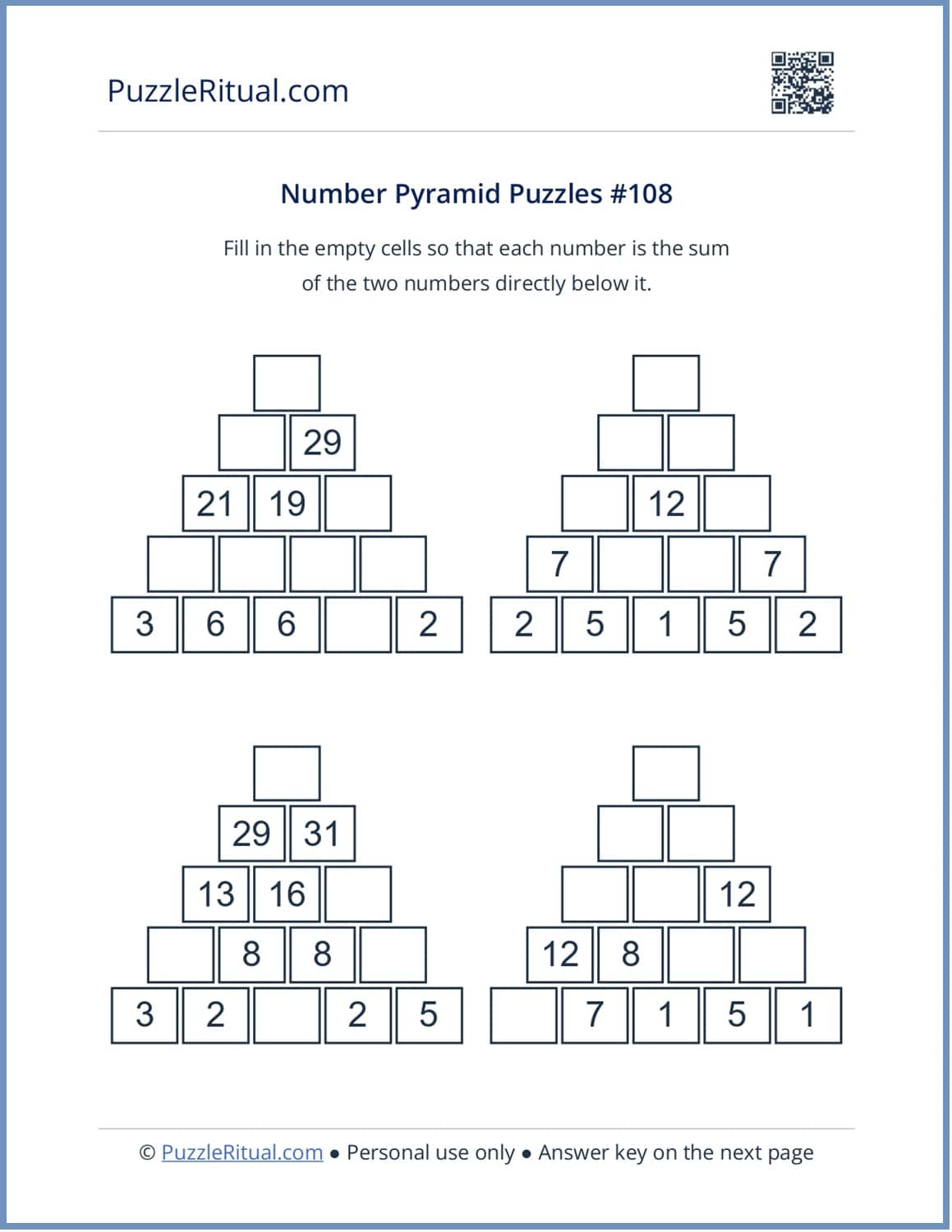 Free printable puzzles for adults PDF